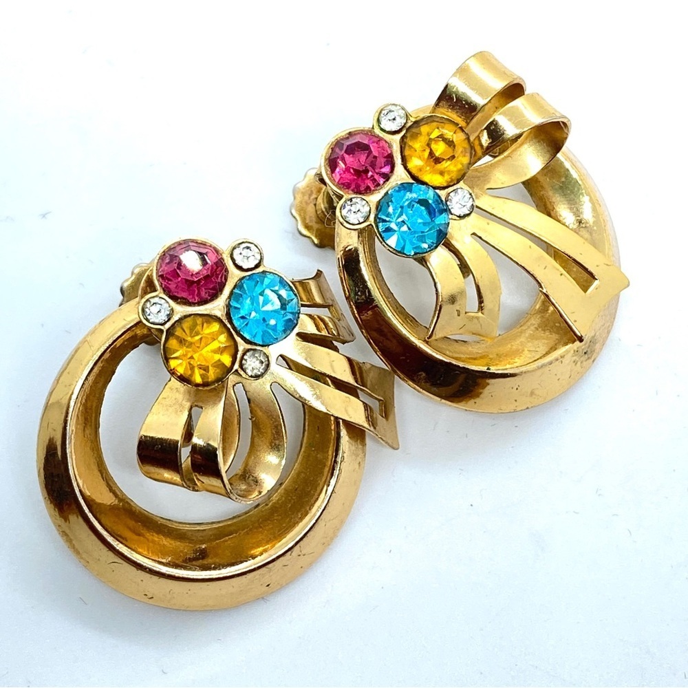 CORO Jeweltone Bow Gold Screw-On Vintage Earrings